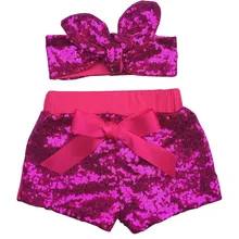 DEWDROP Шорты с пайетками для маленьких девочек и подходящая блестящая повязка на голову наряд для дня рождения шорты с блёстками