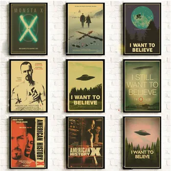 

The X-Files Poster TV Series Vintage Prints and Posters Cafe Bar Room Wall sticker Art Painting Home Decor
