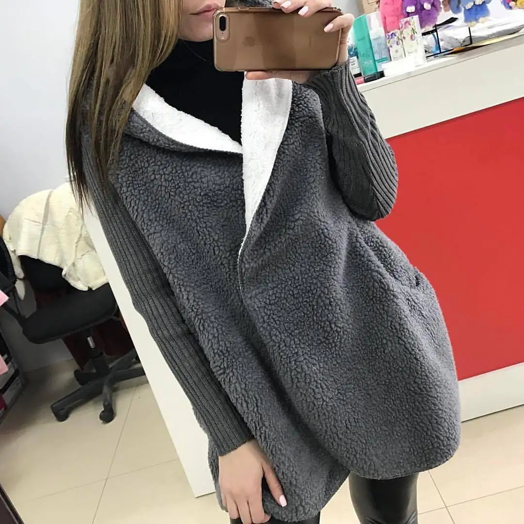 Длинная куртка из искусственного меха Женское пальто с капюшоном зима 2018 женский