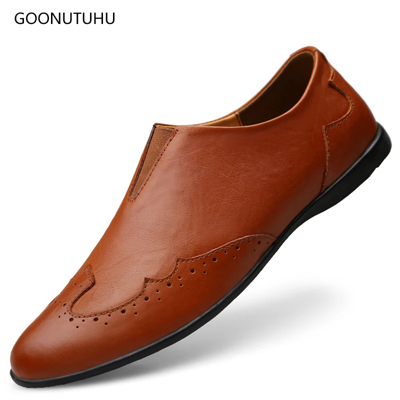 

Fashion men's shoes casual genuine leather cowhide loafers male classics brown black shoe soft comfortable driving shoes for men
