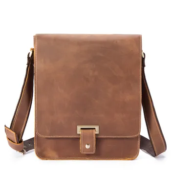 

Men's Bags Handbags iPad Brand Genuine Crazy Horse Leather Vintage Crossbody Business Bag Men Shoulder For Male Satchel 15 7055