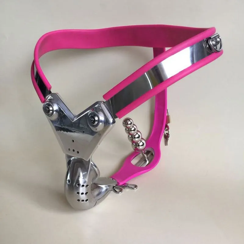 Male Chastity Belt Mens Stainless Steel Chastity Cage With Removable Anal Bead Plug Master 