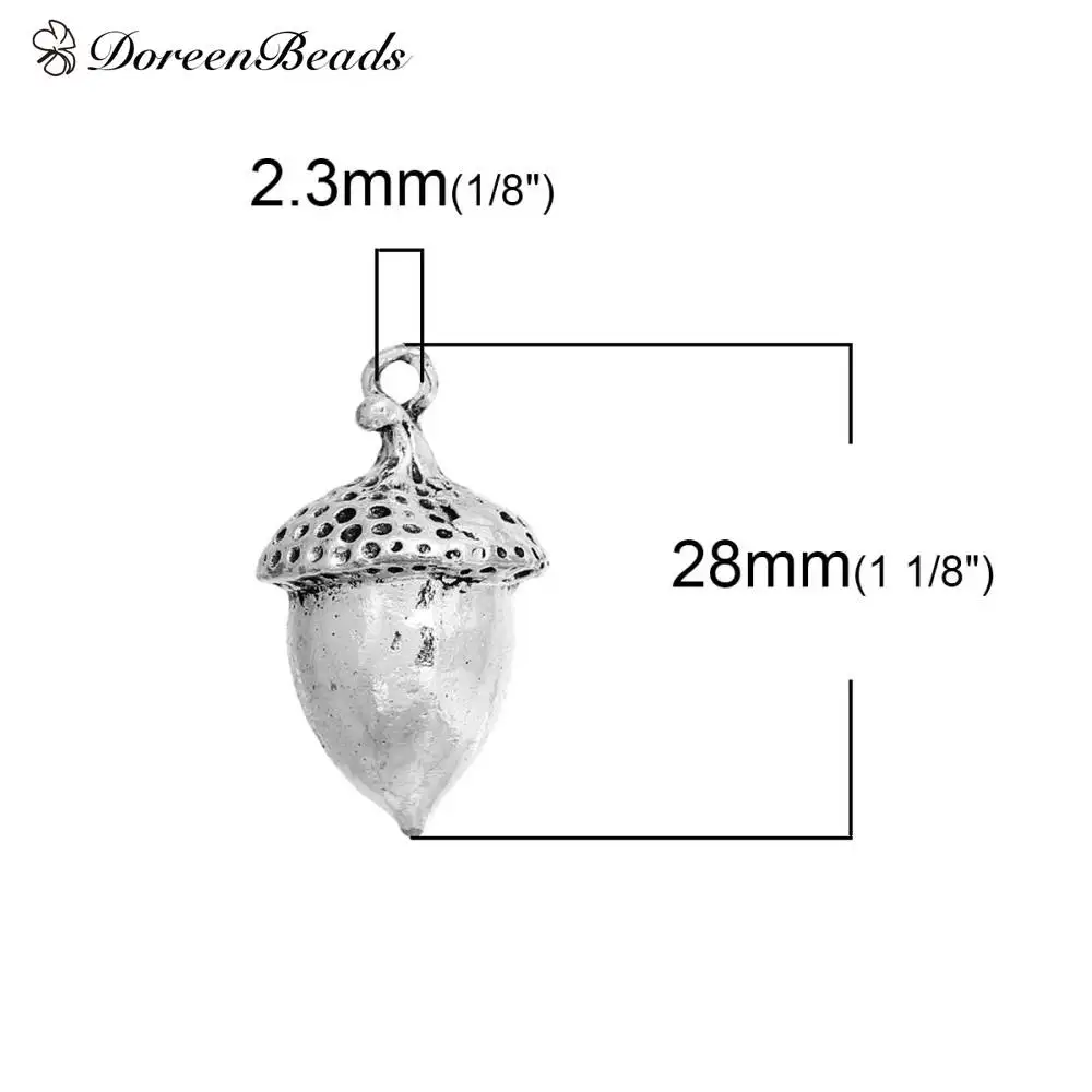DoreenBeads 3D Подвески из цинкового сплава желудь серебристый цвет золото 28 мм (1 1/8