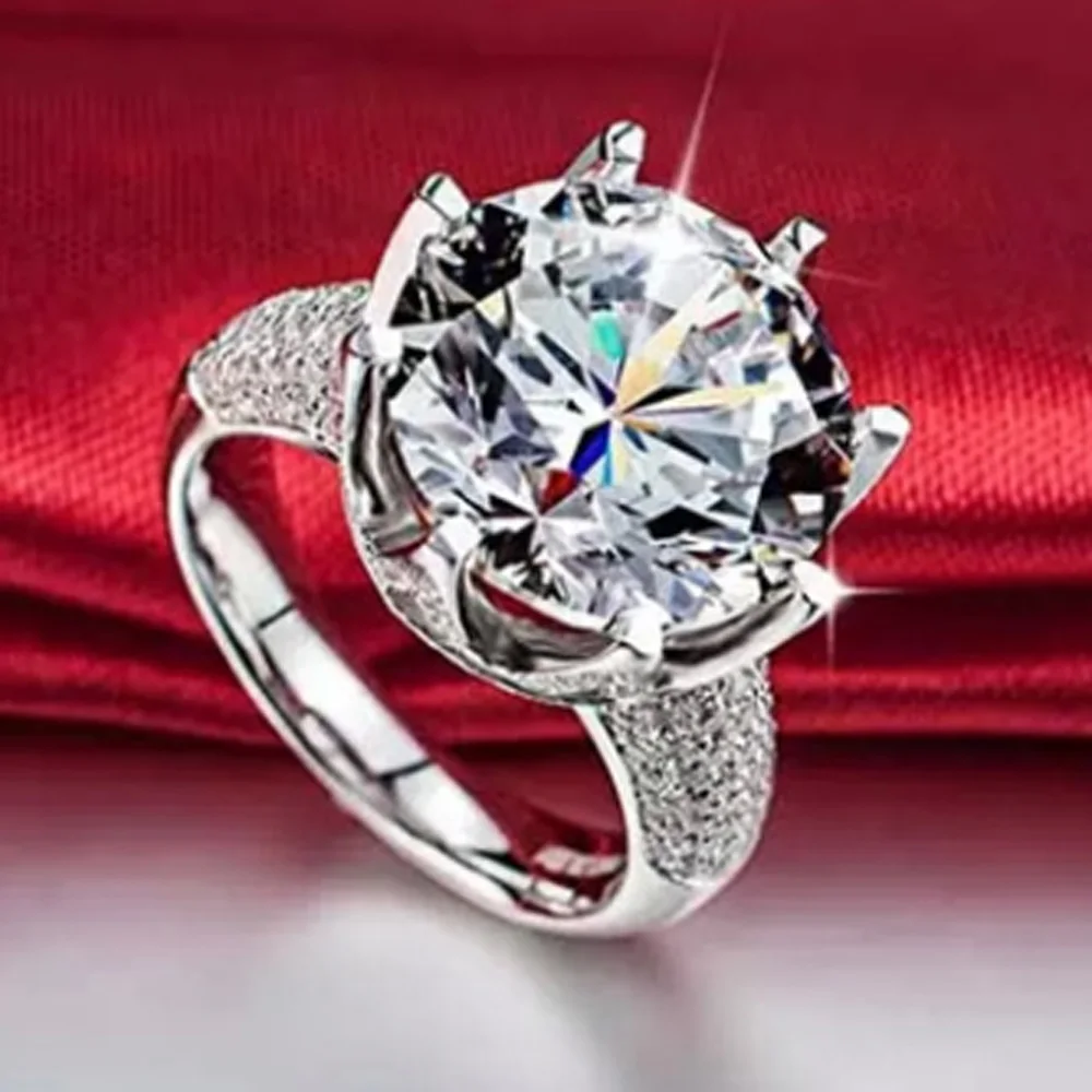 

YaYI Jewelry Princess Cut 7.9 CT White Zircon Silver Color Engagement Rings wedding Heart Rings Girls Party Rings Gifts 871