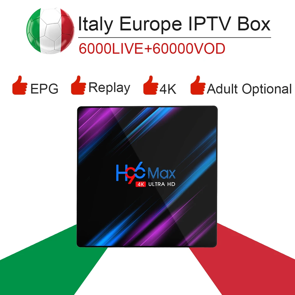 

H96 max RK3318 Android 9.0 smart tv box&italy super iptv subscription Germany Albania Turkey bein sport netflix ExYu adult iptv