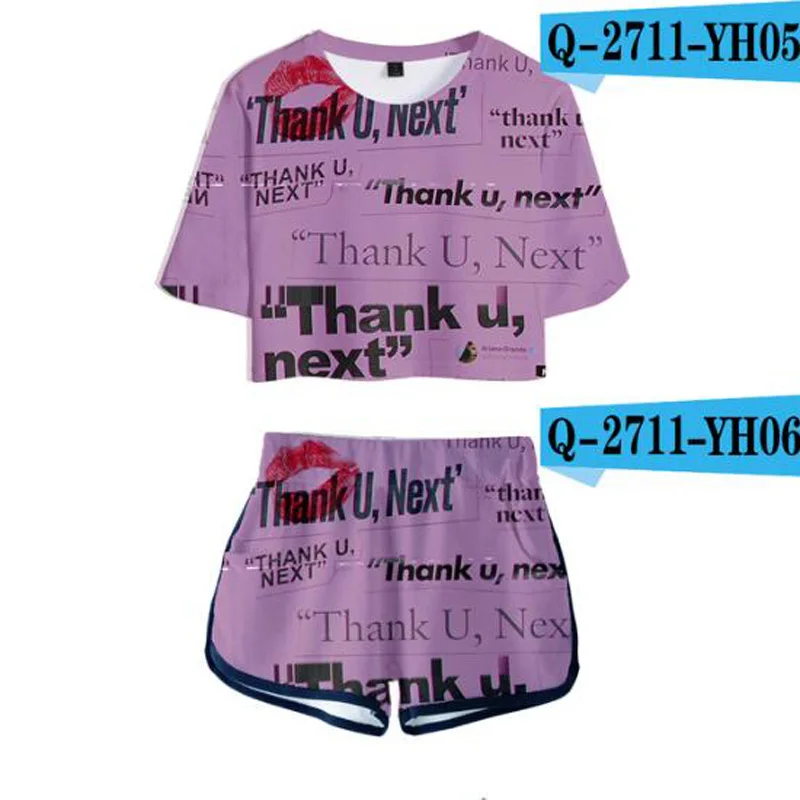 Комплект из 2 предметов с 3D принтом Thank u next женский спортивный костюм топом и