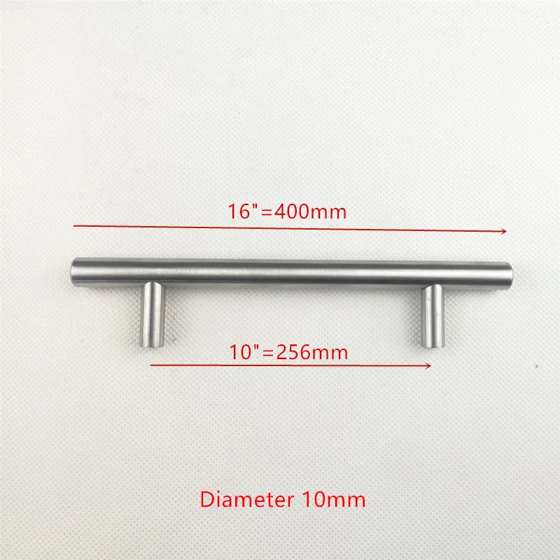 Нержавеющая сталь кухня Матовая дверь шкафа T Бар Ручка Потяните "~ 24" - Цвет: 10 16 inch    256mm
