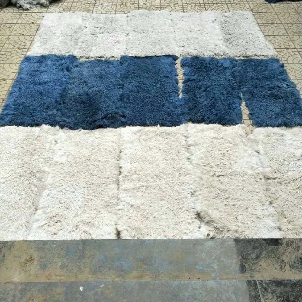 Высокое качество Черный, белый цвет коричневый натуральная Dye овец ягненка длинные фигурный мех пластины