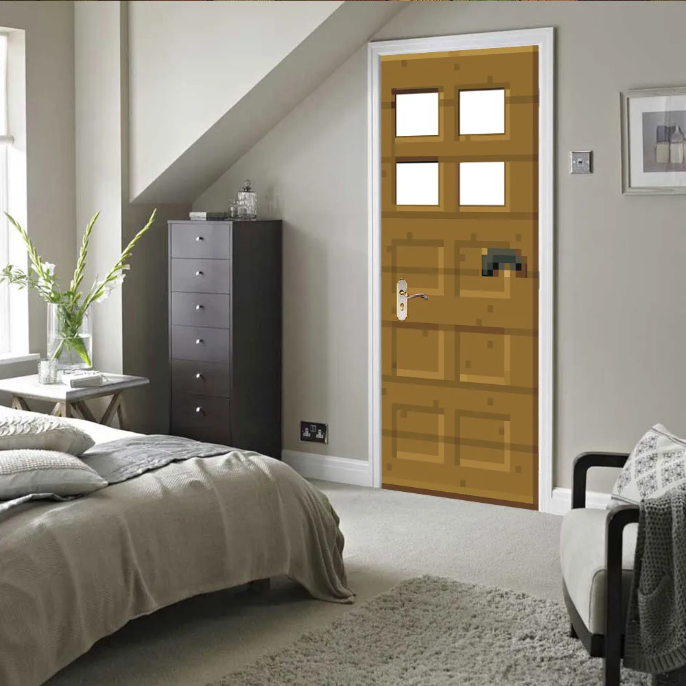 3D наклейки на дверь, креативные ретро деревянные двери, водонепроницаемые, для гостиной, спальни, съемная дверь, обои, самоклеющиеся наклейки на стены - Цвет: MT-214