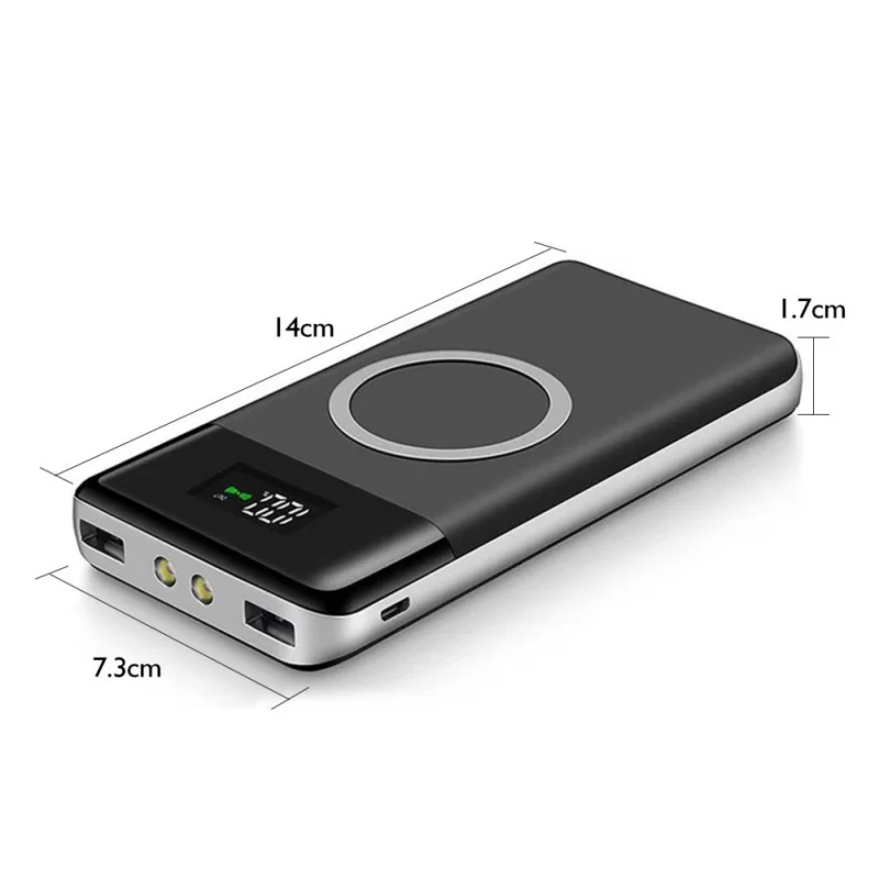 Qi беспроводной 20000mAh внешний аккумулятор 2USB светодиодный CLD Портативный быстрое зарядное устройство Внешний аккумулятор для iPhone Android