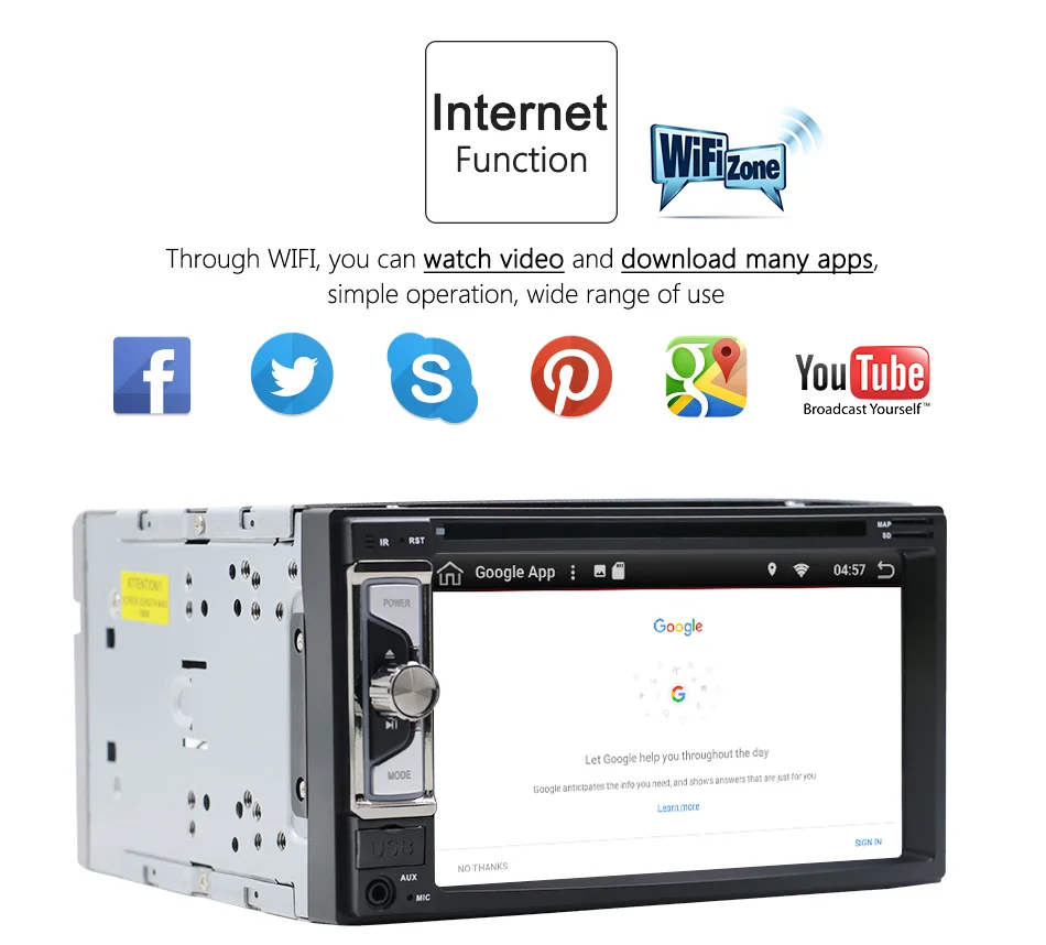 Flash Deal Eunavi Universal 2 Din Android 8.1 Car DVD Player Radio Stereo System 2din GPS Navigation WiFi Bluetooth Touch Screen 1024*600 7