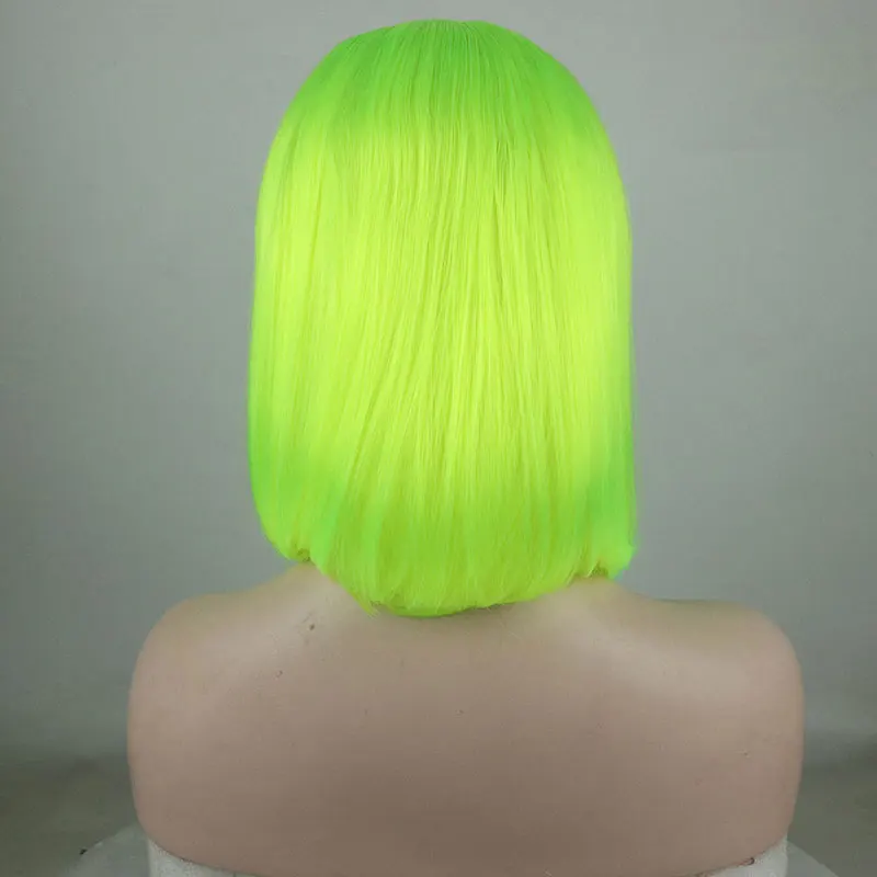 Bombshell светильник, зеленый короткий Боб, синтетический парик на кружеве, прямые термостойкие волокна, волосы средней длины для белых женщин, парики