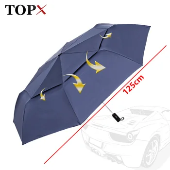 

125cm Umbrella Rain Women For Men Large Double Layer 3Folding Parasol Windproof Automatic Travel Outdoor Rain Women Men Paraguas