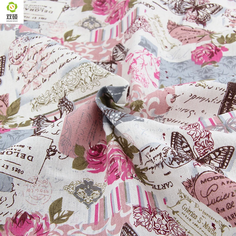 

Special offer Retro Butterfly Rose Linen fabrics Tablecloths cloth cushion pillow linen fabric 145*50cm A1-1-M1