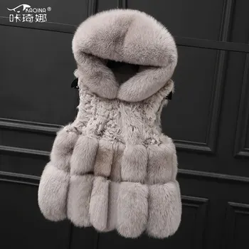 

Real Fur Coat Autumn Winter Jacket Women Clothes 2018 Womens Vest Hooded Fox Fur Coat Korean Vintage Manteau Femme Hiver 17415ZT