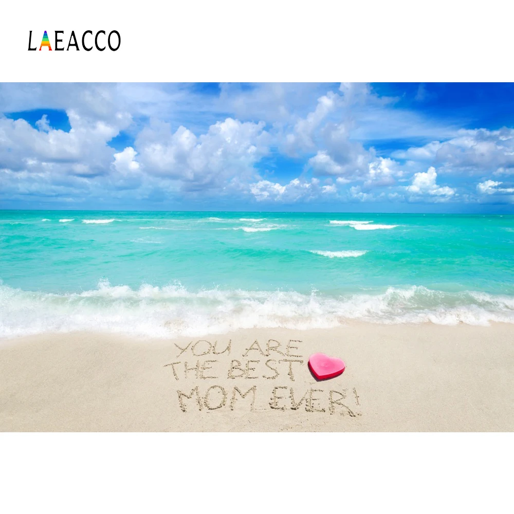 

Laeacco Tropical Sea Beach Sand Cloudy Words Scenic Photographic Backgrounds Customized Photography Backdrops For Photo Studio