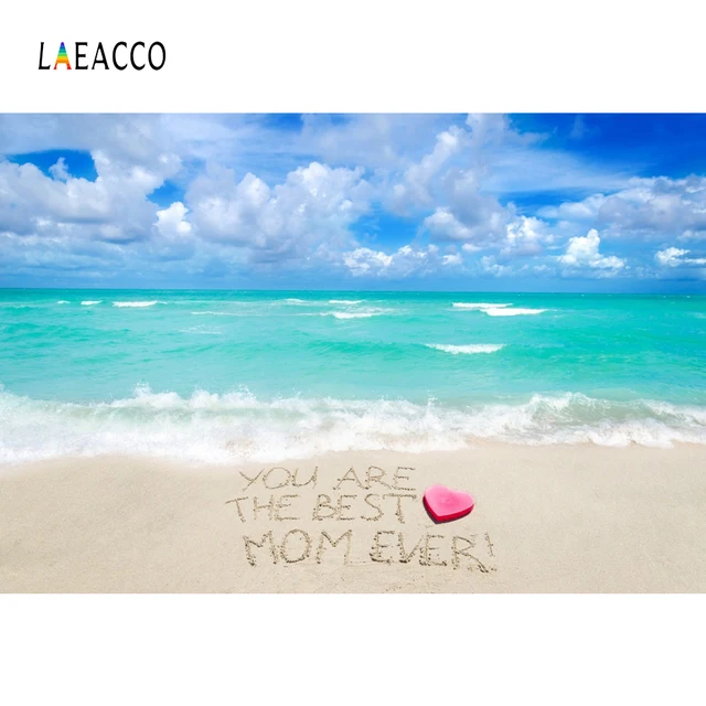 laeacco tropical sea beach sand cloudy words scenic photographic