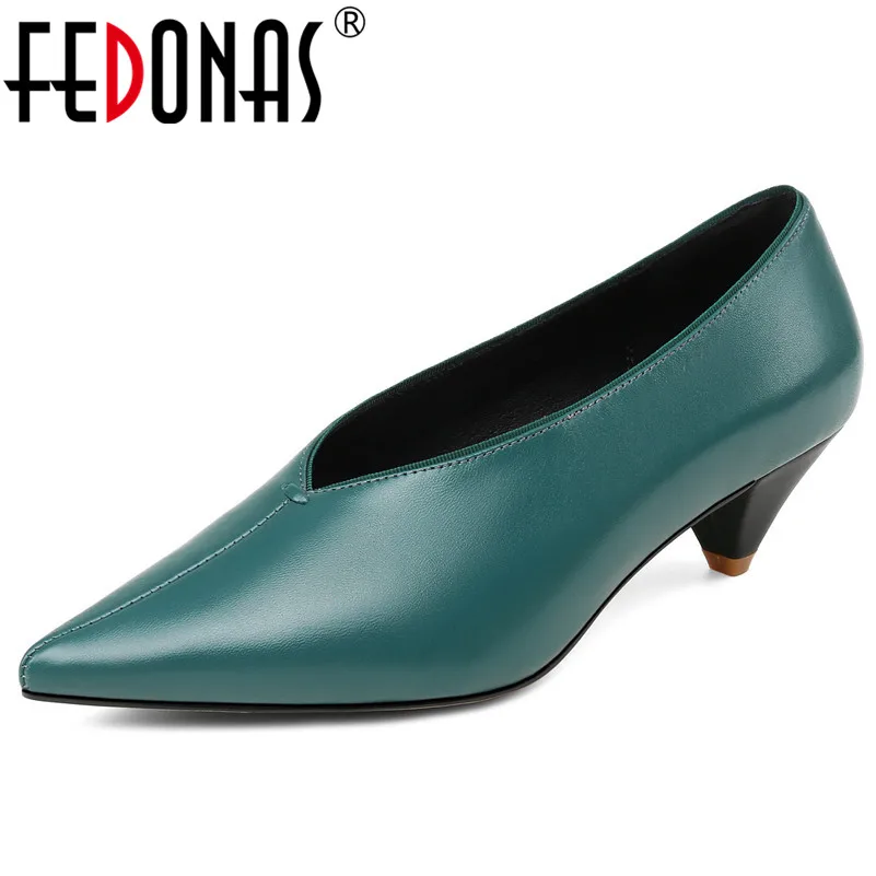

FEDONAS Elegant Pointed Toe Spike Heels Women Pumps Brand Slip on Shallow Single Shoes Woman Comfortable Sheepskin Basic Shoes