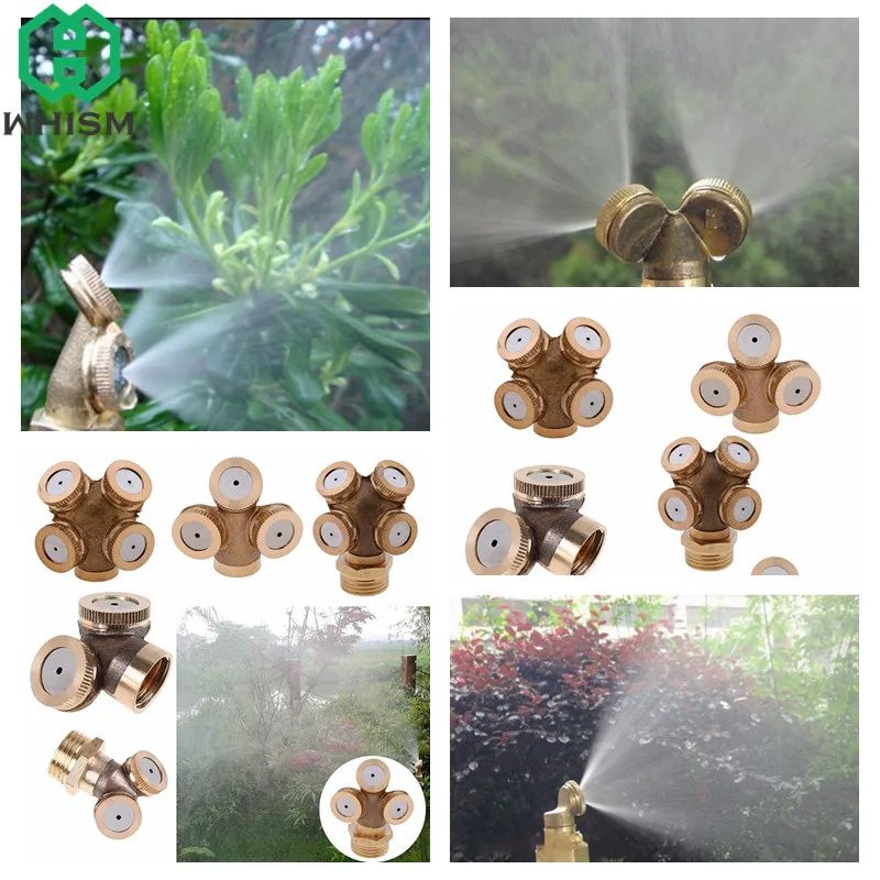 

WHISM 2/3/4 Hole Brass Mist Spray Nozzle Agricultural Water Sprayer Nozzles Garden Sprinkler Lawn Misting Watering Irrigation