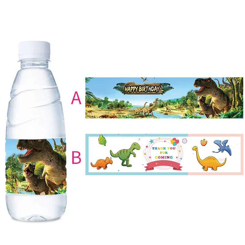 

Children Kids Dino Dinosaur Cartoon Water Bottle Labels Stickers Birthday Party Decorations