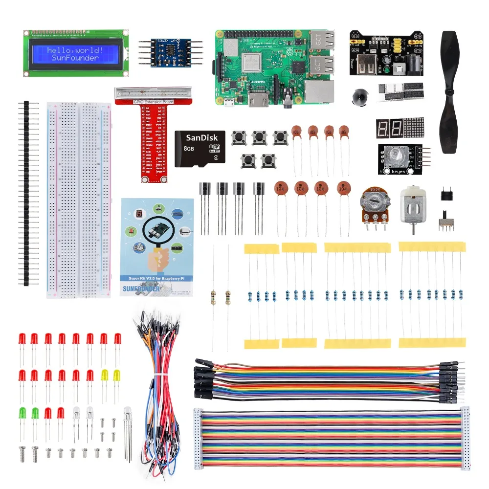 

SunFounder Raspberry Pi 3 Model B+ Starter Kit include TFT Card + Raspberry Pi 3B+ + GPIO Extension Board + Manual