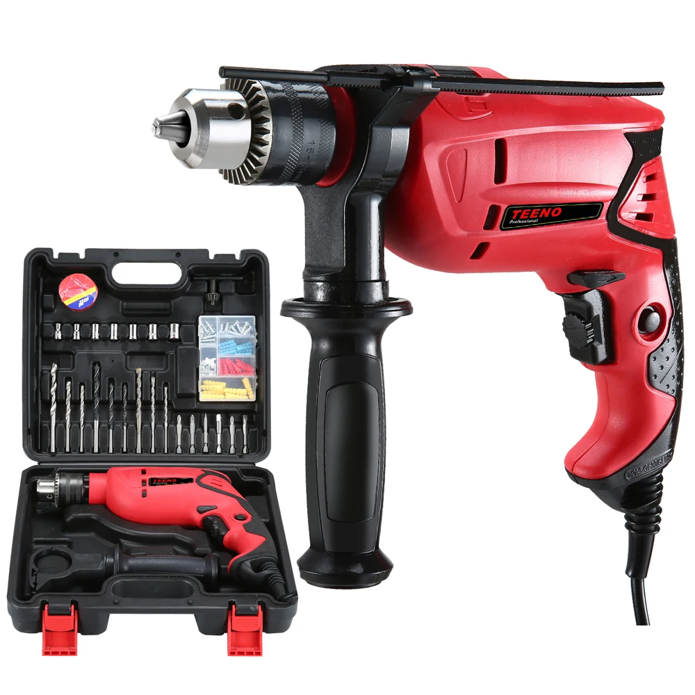 

TEENO 710W Electric Drill Hammer Drill Impact Drill Multi-function Adjustable Speed Woodworking Power Tool
