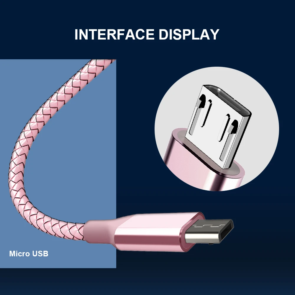 1M 2M 3M Fast Charging Micro USB Cable Nylon Braided Mobile Phone Data Sync Cord for Xiaomi Redmi Note 5 6 Pro Huawei Honor 8X 9