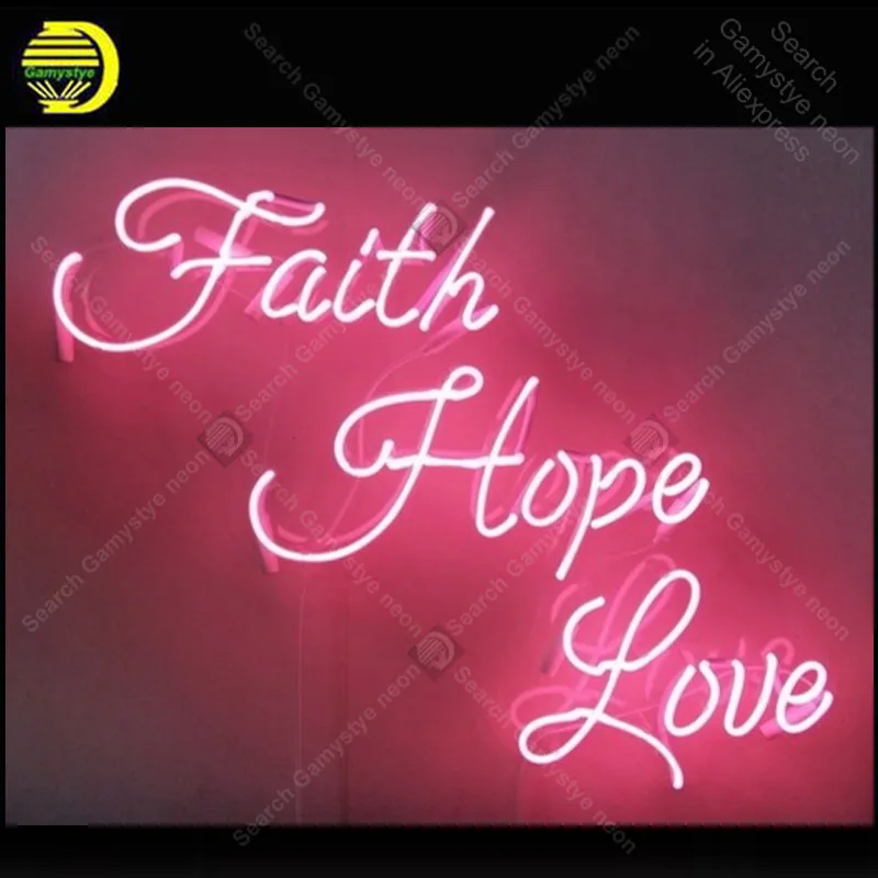 Неоновая вывеска с надписью Faith Hope Love ручной работы неоновый светильник