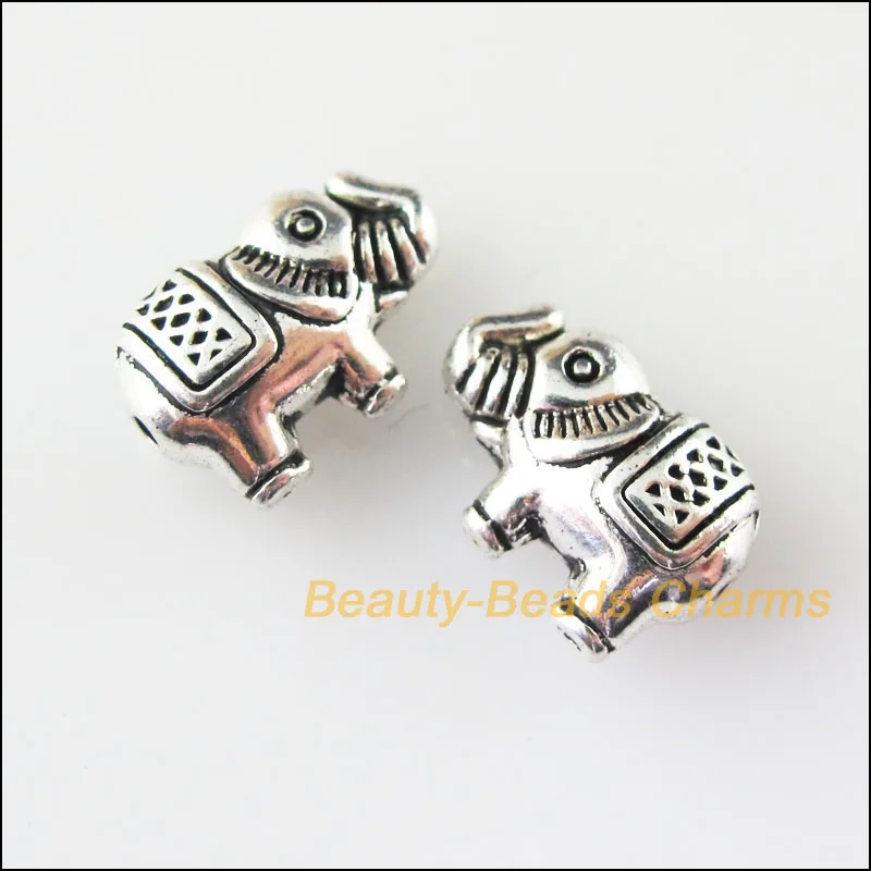 

New 10Pcs Tibetan Silver Tone Animal Elephant Spacer Beads Charms 8x12.5mm
