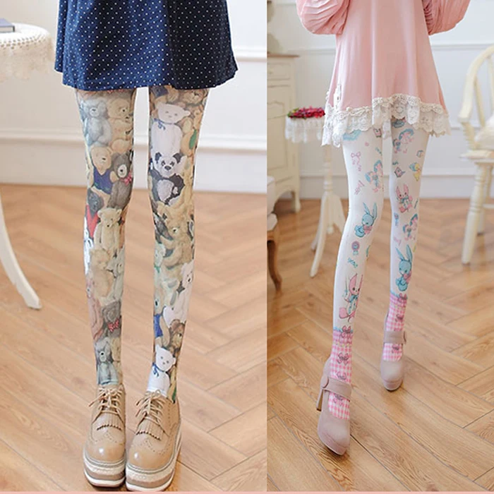 

Lolita COS pantyhose Japanese fairy Lolita soft sister tight cute rabbit print tight pantyhose XWZ-L026