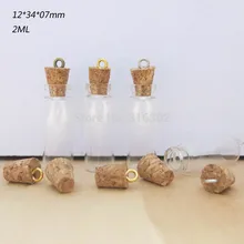 50x2 мл Путешествия Мини стеклянный кулон с крюком для глаз 2CC стеклянные пробки бутылки 2cc образец стеклянная бутылка с пробкой