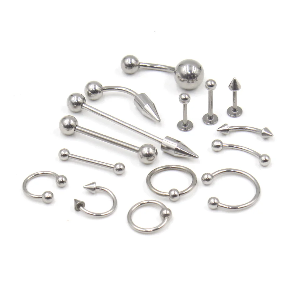 15pcs/lot Stainless Steel Body Piercing Jewelry Nose Rings Lip Ring