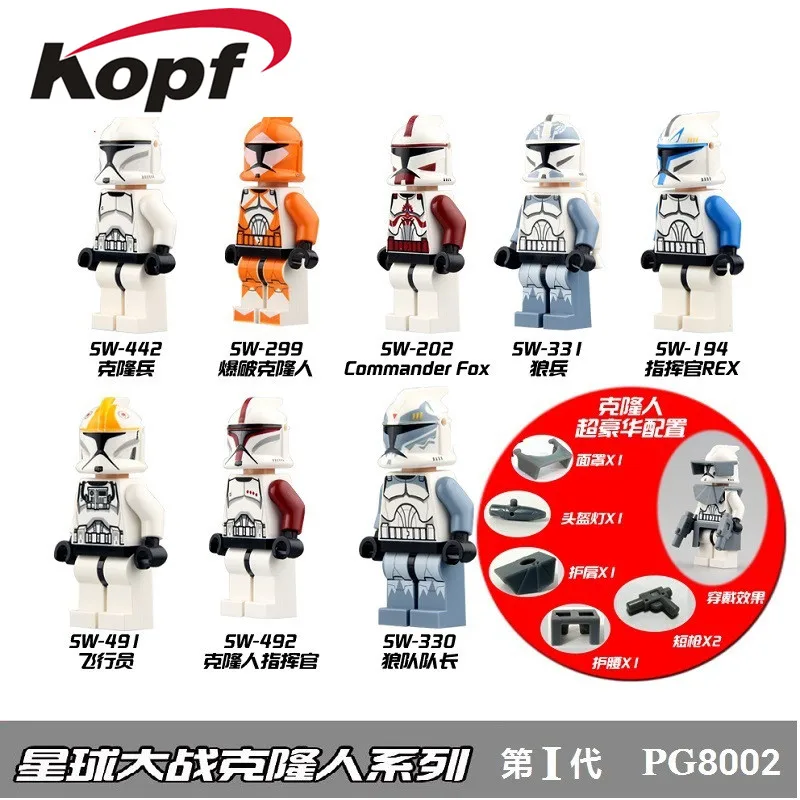 

Single Sale Space Wars 7 The Force Awakens Clone Trooper Commander Fox Rex Building Blocks Bricks DIY Toys for children PG8002