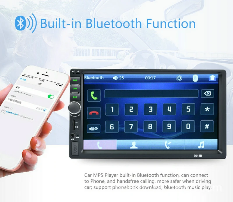 5 шт./лот 7018B 2DIN автомобильный Радио плеер 1080P Автомобильный Bluetooth аудио " HD радио в тире сенсорный экран стерео USB MP3 MP5 плеер