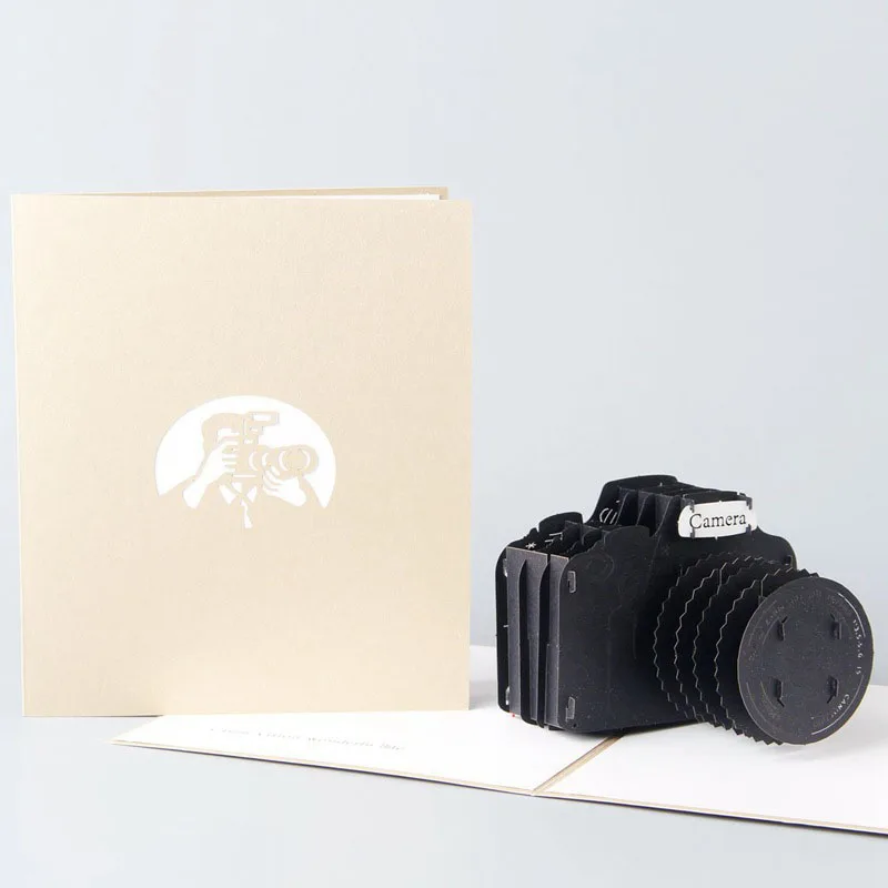  3D Laser Cut Handmade Carving Black Camera Paper Invitation Greeting Cards PostCard Children Creati - 32792600580
