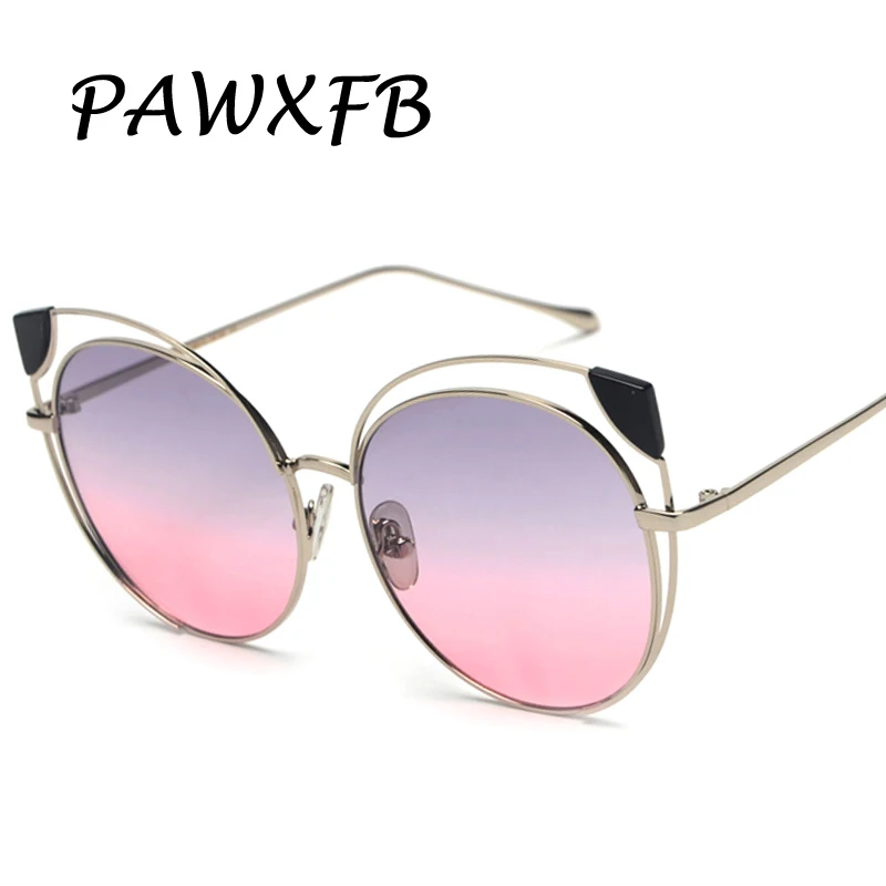 PAWXFB Новый 2018 высокое качество градиент розовый кошачий глаз солнцезащитные очки
