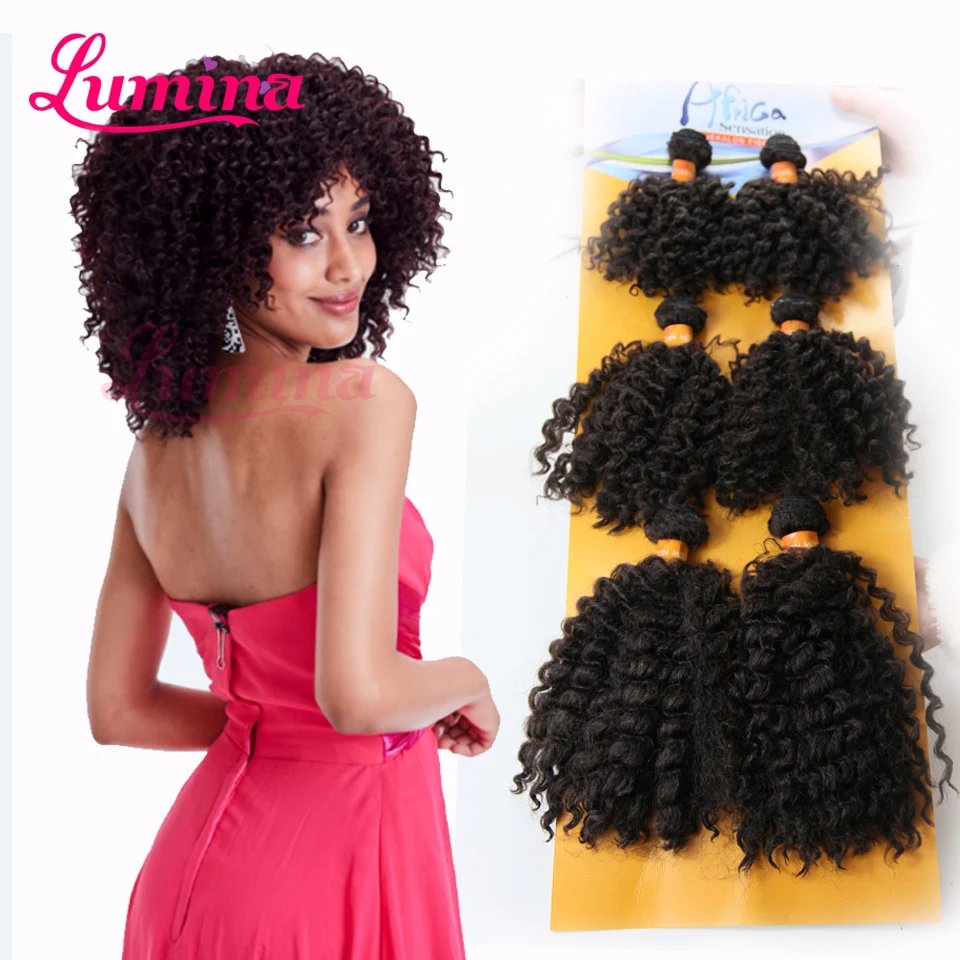 Jazz Wave Extensiones de Pelo Sintético Corto Rizado Rizado Trama de la