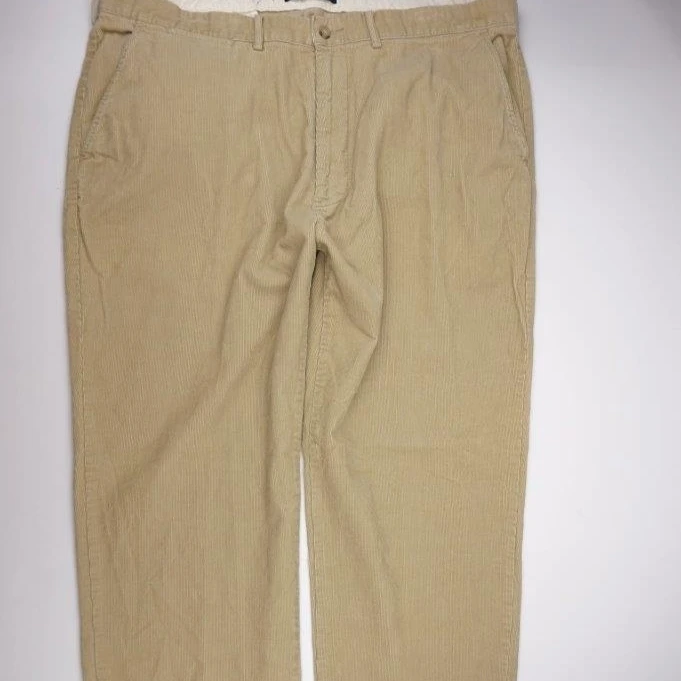 POLO RALPH LAUREN Flat Front Casual Pants Tan Corduroy Mens 42x32 (1)