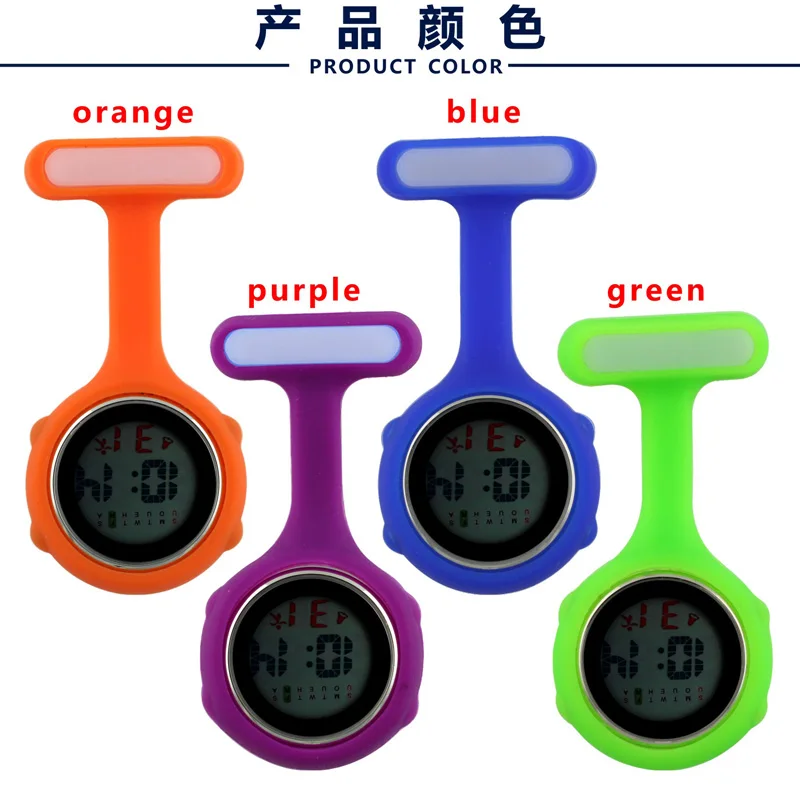 Digital Silicone Nurse Stop Pocket Watch fob Timepiece Brooch Lapel Brand Date Week Clock Electronic Camping Watch gift