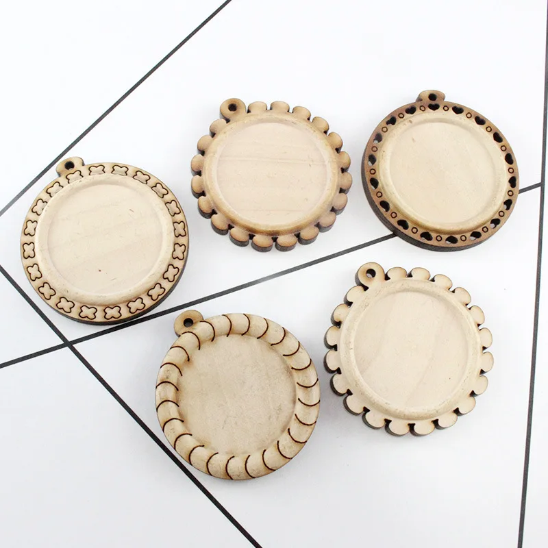 

10pcs/lot wood cabochon base trays settings blank cameo pendant for 25mm glass cabochon necklace earring pandent jewelry making