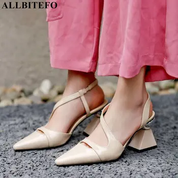 

ALLBITEFO fashion brand genuine leather sexy high heels wedding women shoes high quality women high heel shoes women heels