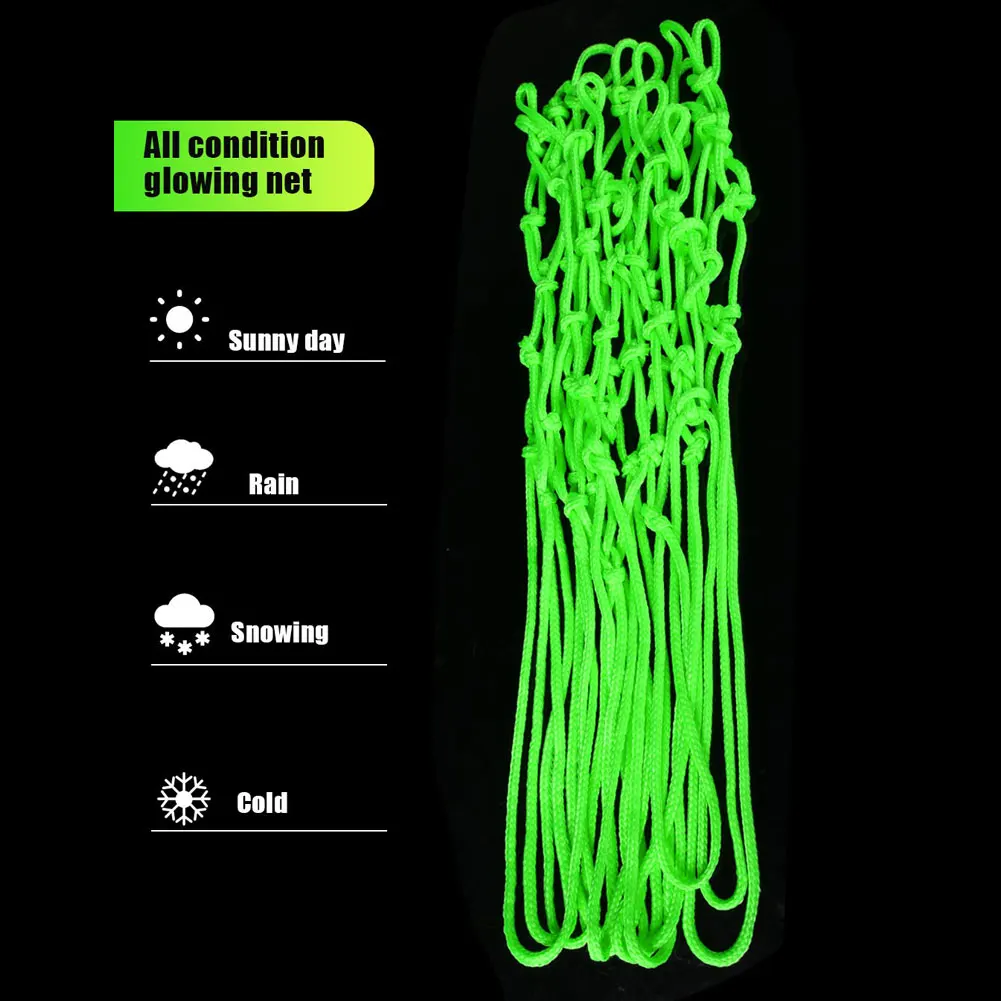 Светящийся зеленый светящийся Стандартный баскетбольный сачок из нейлоновой сетки