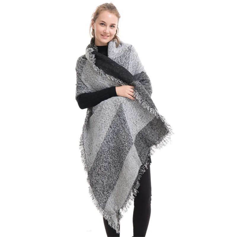 New Fashion Woman Scarf Wool Shawl Bevel Cardigans Wanrm Knitted Pashmina Oversized Blanket Capes Scarves