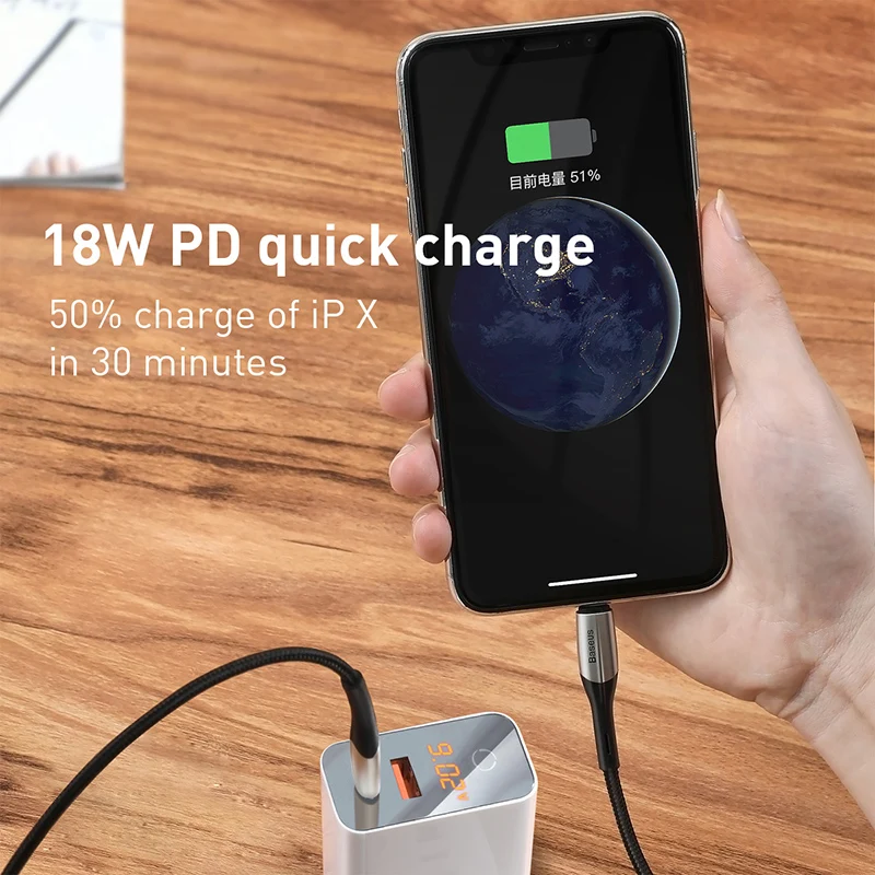 Продажа Baseus font b usb b font type C для Lightning font b USB b font кабель для iPhone 11 Pro Max Xs Max X 8 Plus 18 Вт PD Быстрая зарядка зарядное устройство для iPhone шнур