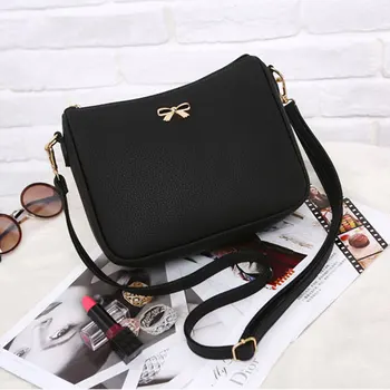 Black Leather Crossbody Handbag