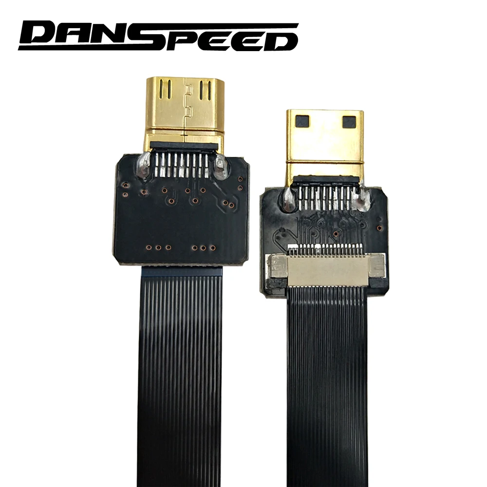 Danspeed FPV M/M Male to Male Mini HDMI to Mini HDMI FPC плоский кабель для аэрофотосъемки длиной 20 см