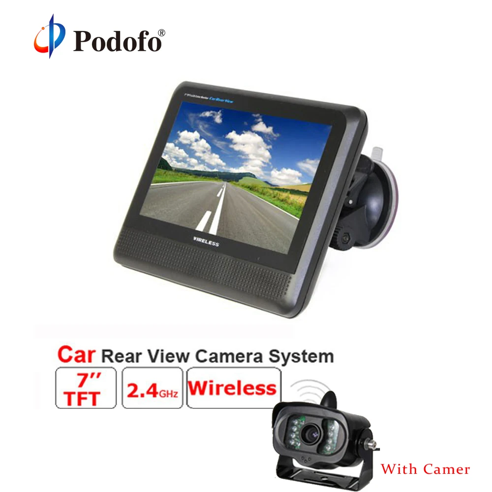 Podofo Wireless Car Monitor 2.4GHz 7 Inch TFT LCD Rear View System with Waterproof 15 IR Night Vision Parking Reversing Camera цена Podofo Wireless Car Monitor 2.4GHz 7 Inch TFT LCD Rear View System with Waterproof 15 IR Night Vision Parking Reversing Camera цены онлайн