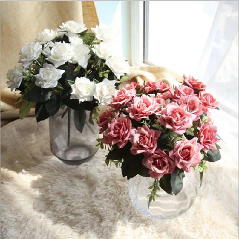 

2018 Beautiful Rose Peony Artificial Silk Flowers small bouquet flores home party spring wedding decoration mariage fake Flower