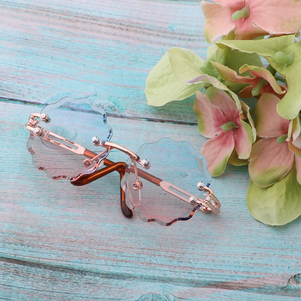 12inch Fashion Doll Clothing Accessory Metal Frame Glasses Wave Lens Sunglasses For Monster High Doll Dress-up Blue Pink Lens