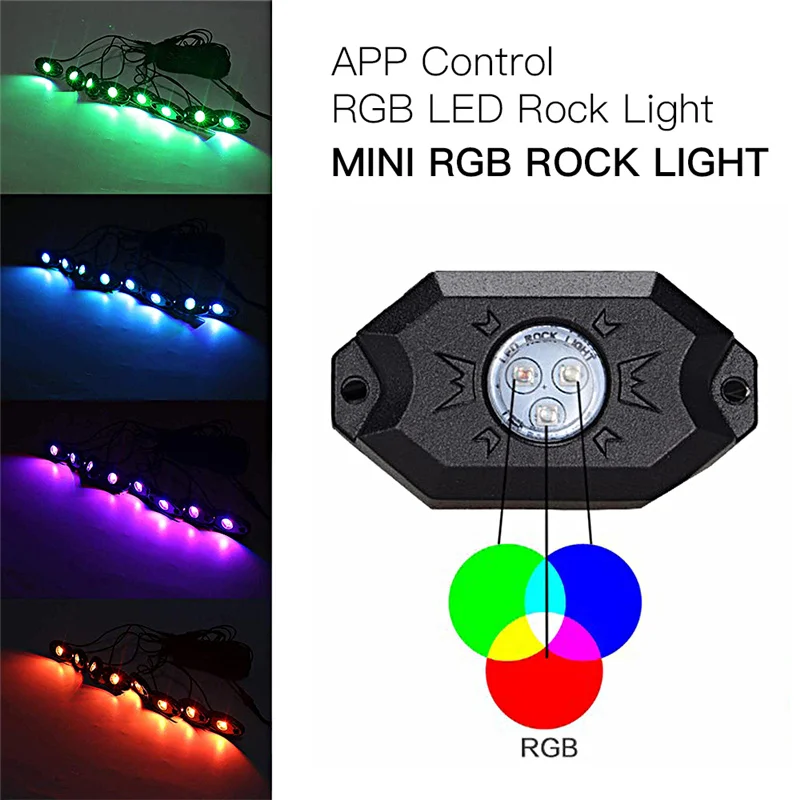 6 накладки RGB светодиодный Роллинг Рок светильник 9W IP68 работы при прослушивании
